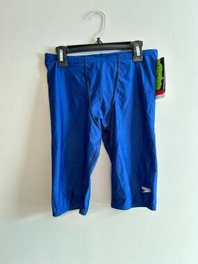 Speedo Men's Peacoat Blue Solid Jammer Swimsuit Size 32